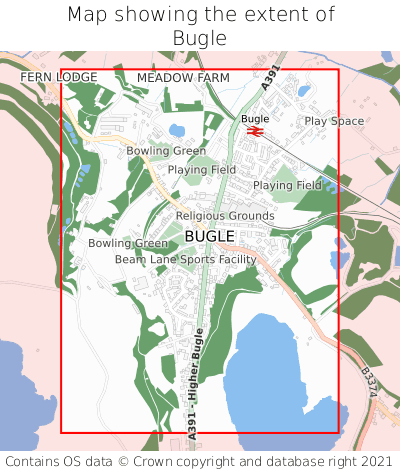 Map showing extent of Bugle as bounding box