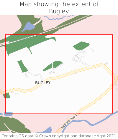 Map showing extent of Bugley as bounding box