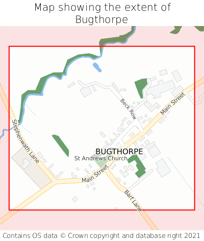 Map showing extent of Bugthorpe as bounding box