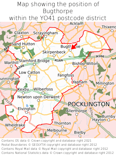 Map showing location of Bugthorpe within YO41