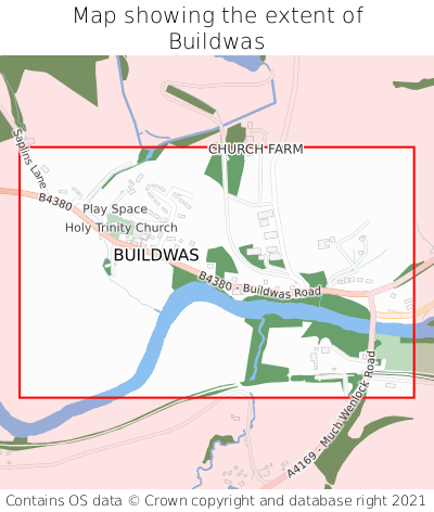 Map showing extent of Buildwas as bounding box