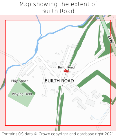 Map showing extent of Builth Road as bounding box