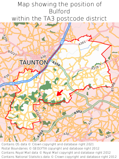 Map showing location of Bulford within TA3