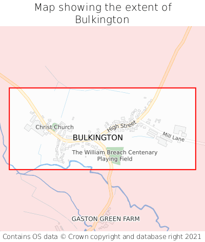 Map showing extent of Bulkington as bounding box