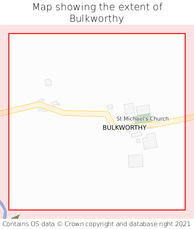Map showing extent of Bulkworthy as bounding box
