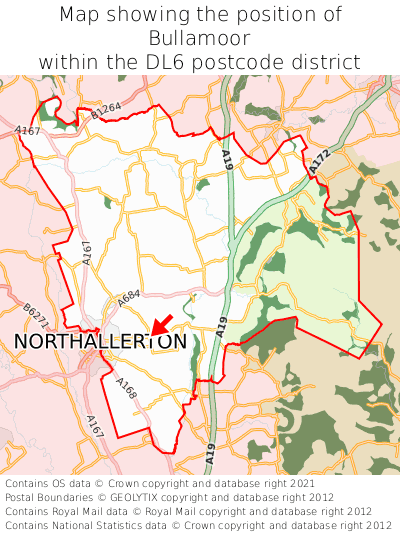 Map showing location of Bullamoor within DL6