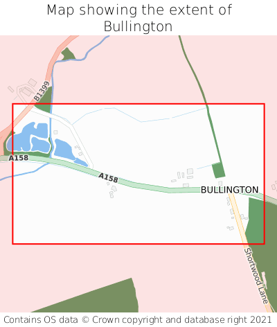 Map showing extent of Bullington as bounding box
