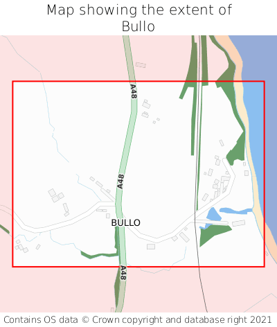 Map showing extent of Bullo as bounding box