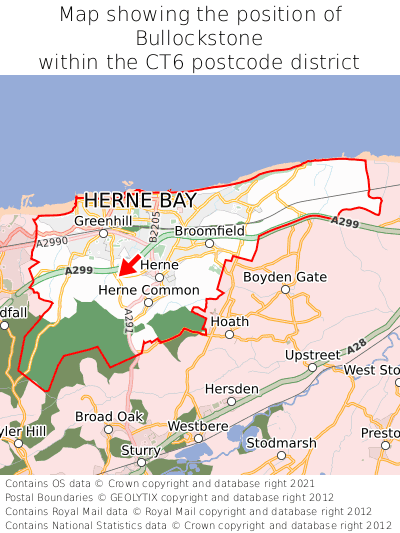 Map showing location of Bullockstone within CT6