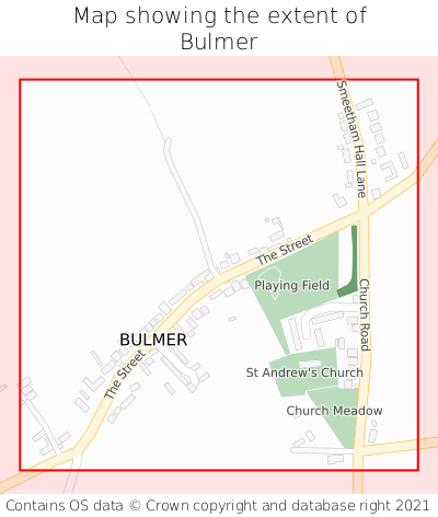 Map showing extent of Bulmer as bounding box