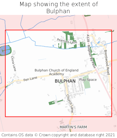 Map showing extent of Bulphan as bounding box