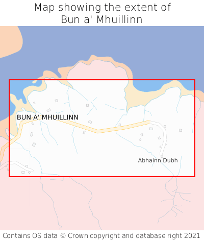 Map showing extent of Bun a' Mhuillinn as bounding box