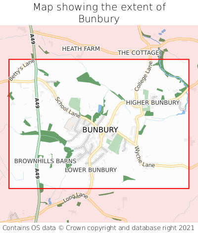 Map showing extent of Bunbury as bounding box