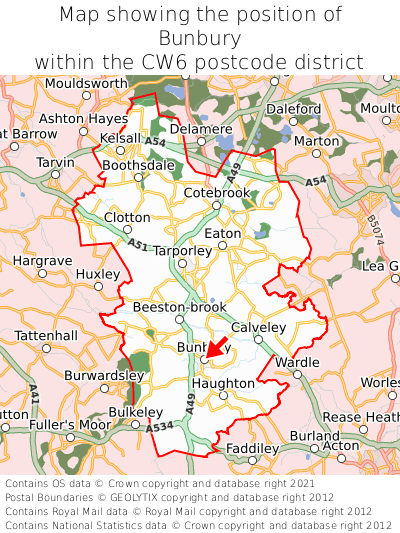 Map showing location of Bunbury within CW6
