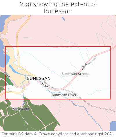 Map showing extent of Bunessan as bounding box