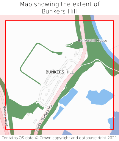 Map showing extent of Bunkers Hill as bounding box