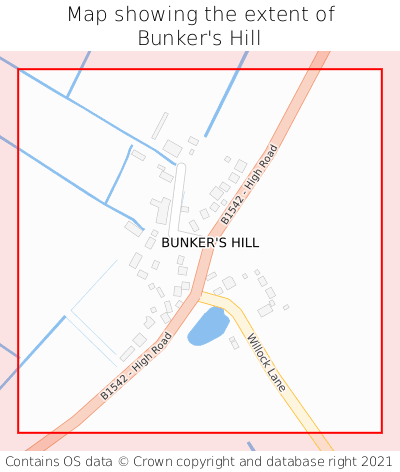 Map showing extent of Bunker's Hill as bounding box
