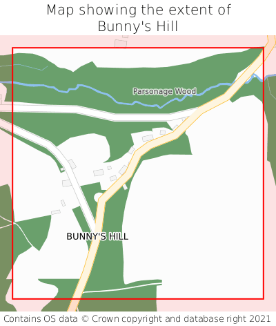 Map showing extent of Bunny's Hill as bounding box