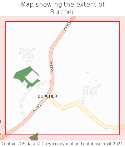 Map showing extent of Burcher as bounding box