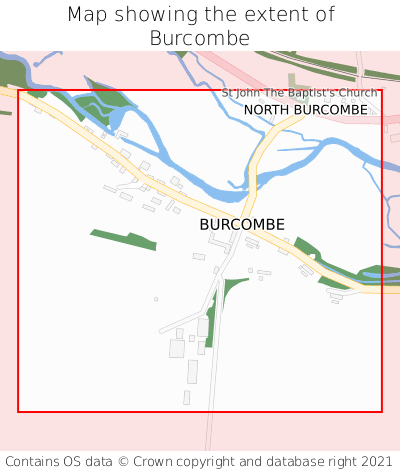 Map showing extent of Burcombe as bounding box