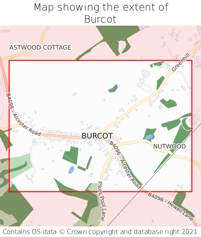 Map showing extent of Burcot as bounding box