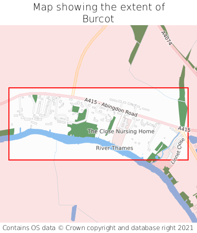 Map showing extent of Burcot as bounding box
