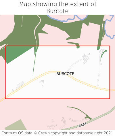 Map showing extent of Burcote as bounding box
