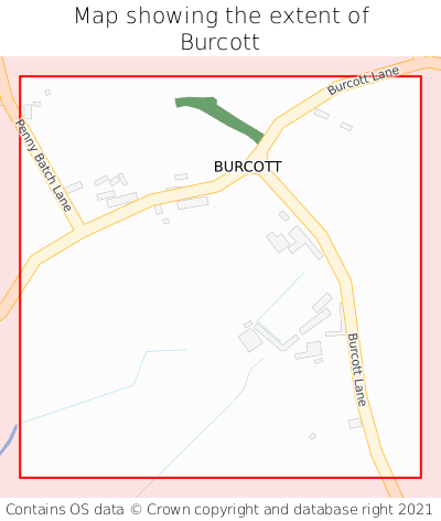 Map showing extent of Burcott as bounding box