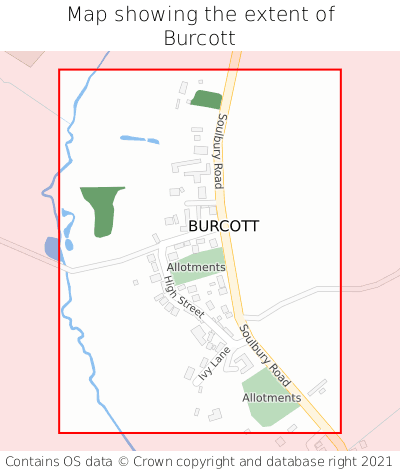 Map showing extent of Burcott as bounding box