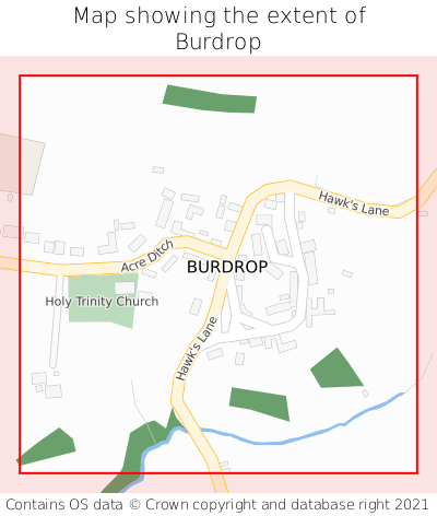 Map showing extent of Burdrop as bounding box
