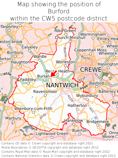 Map showing location of Burford within CW5
