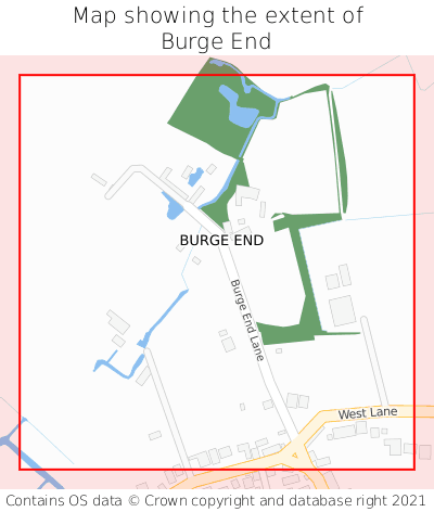 Map showing extent of Burge End as bounding box
