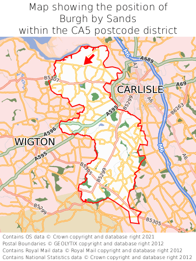 Map showing location of Burgh by Sands within CA5