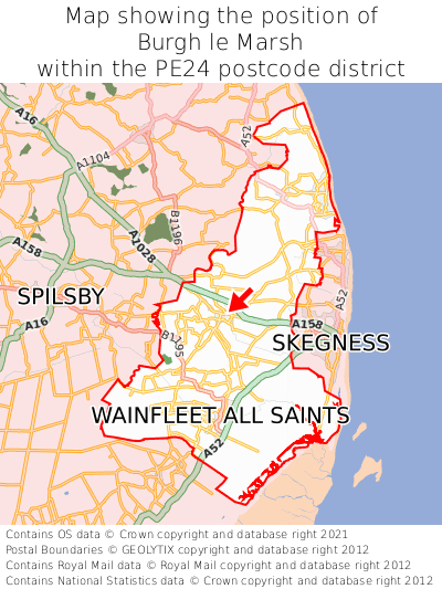 Map showing location of Burgh le Marsh within PE24