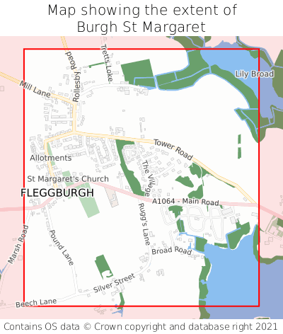 Map showing extent of Burgh St Margaret as bounding box