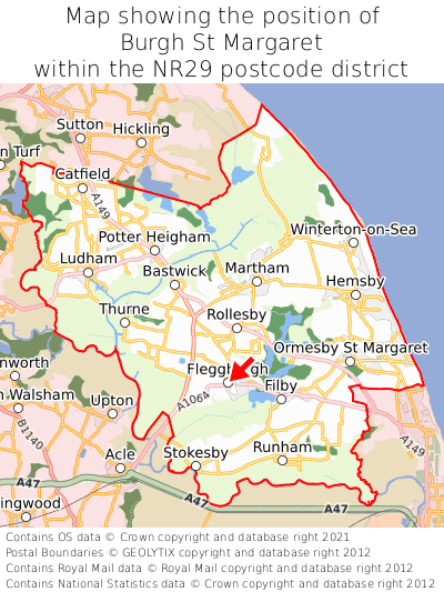 Map showing location of Burgh St Margaret within NR29