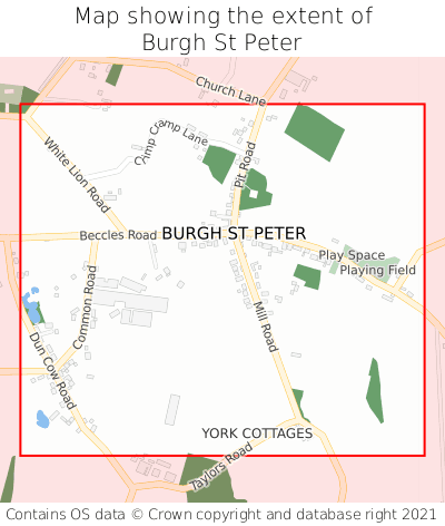 Map showing extent of Burgh St Peter as bounding box