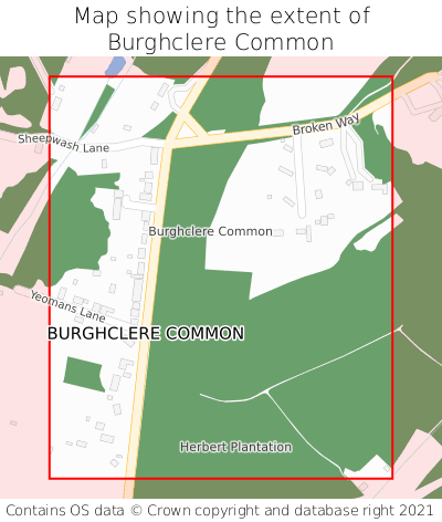 Map showing extent of Burghclere Common as bounding box