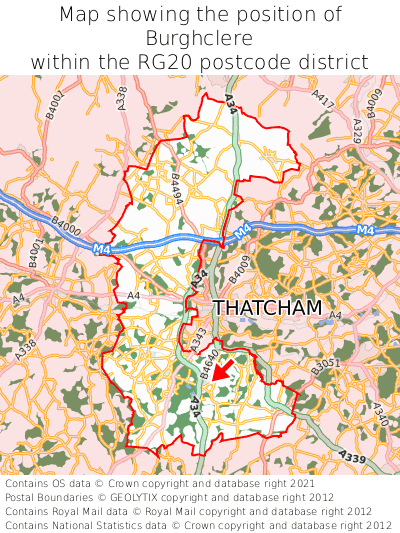 Map showing location of Burghclere within RG20