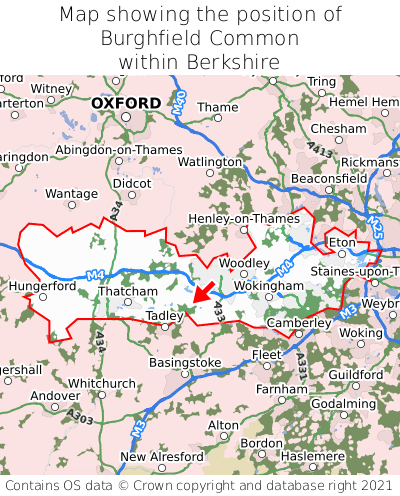 Map showing location of Burghfield Common within Berkshire