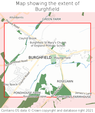Map showing extent of Burghfield as bounding box