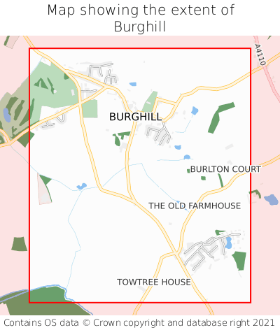 Map showing extent of Burghill as bounding box