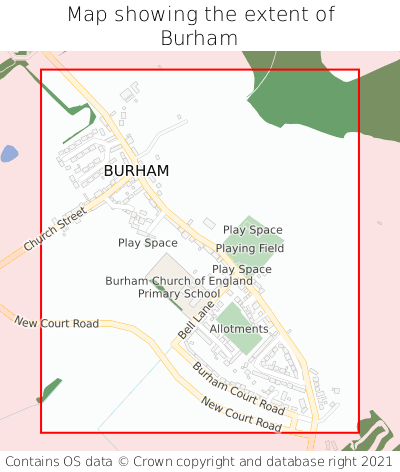 Map showing extent of Burham as bounding box