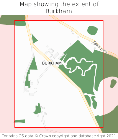Map showing extent of Burkham as bounding box