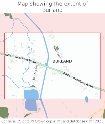 Map showing extent of Burland as bounding box