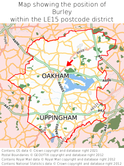 Map showing location of Burley within LE15