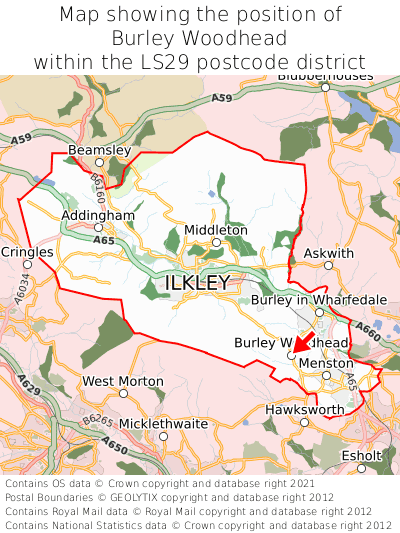 Map showing location of Burley Woodhead within LS29