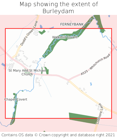 Map showing extent of Burleydam as bounding box