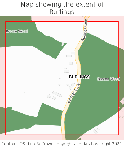 Map showing extent of Burlings as bounding box