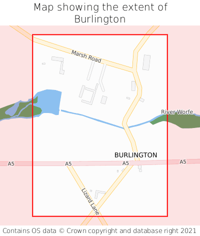 Map showing extent of Burlington as bounding box